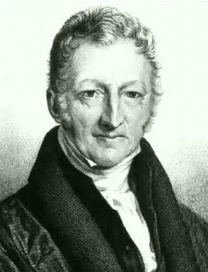 Согласно теории английского экономиста Томаса Роберта Мальтуса (1766–1834), противоречие между естественной склонностью популяций к росту и ограничениями, накладываемыми доступностью пищи, приводит к регулярным колебаниям численности населения. Изображение с сайта www.nndb.com